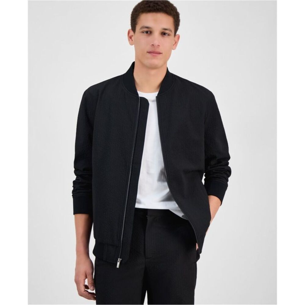Alfani Mens Modern Puckered Zip-Front Bomber Jacket, NWT